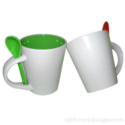 Stoneware Coffee Mug and Spoon Set, Customized Logos, Colors and Shapes are Welcome
